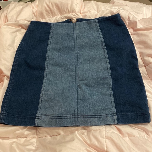 Free people Modern Femme color block denim mini skirt - Picture 2 of 5